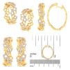 14K Yellow Gold Diamond Honeycomb Hoop Earrings