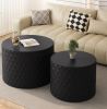 Stylish Minimalist Honeycomb Nesting Black Coffee Table Set