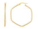 14K Gold Hexagon Hoop Rounded Edge Earrings