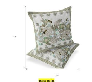 Set of Two 16" X 16" Bee Blown Seam Indoor Outdoor Throw Pillow