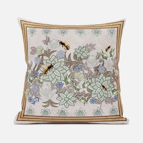 16x16 Green Brown Bee Blown Seam Broadcloth Throw Pillow