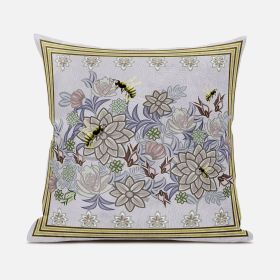 16x16 Purple Brown Bee Blown Seam Broadcloth Throw Pillow