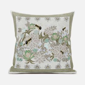 16x16 BeigeYellow Green Brown Bee Blown Seam Broadcloth Throw Pillow