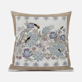 18x18 Pink Gray Bee Blown Seam Broadcloth Throw Pillow