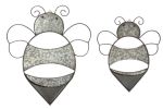 Galvanized Bumble Bee Wall Pocket Planter (Set Of 2)