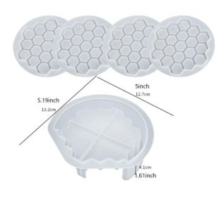 5pcs Crystal Drip Rubber Bee Honey Comb Coaster