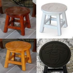 Carved Wooden Queen Bee Step Stool