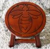 Carved Wooden Step Stool, Queen Bee, Cherry