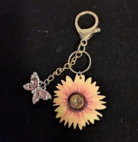 Honey Goods Bee & Butterfly Sunflower key chain / zipper pull