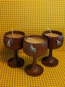 Honey Goods Wooden Chalice Beeswax Candle - Large