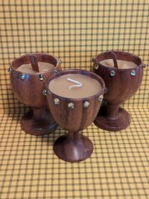 Honey Goods Wooden Chalice Beeswax Candle - Medium