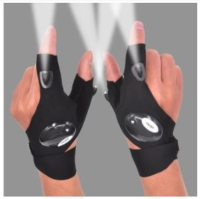 1pc Rechargeable Led Flashlight Gloves With Hook-and-loop Fastener