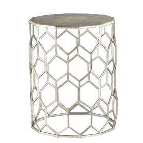 18" Antiqued Gold Honeycomb Hexagonal End Table