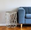 18" Antiqued Gold Honeycomb Hexagonal End Table