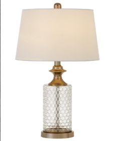 Set Of Two 27" Glass Honeycomb And Rose Gold Table Lamps