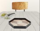 12" Natural And Black Hexagon Trays - set of 3