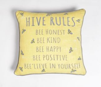 Honey Typographic Bee Cushion Cover, 17.2 X Inches