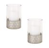 Glass Hurricane Candle Holder With Honeycomb (Set Of 2)