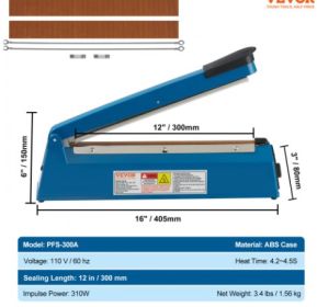 Impulse Sealer, 12in Manual Heat Seal Machine with Adjustable Heating Mode,