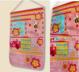 Bee & Flowers Pink;  Wall Hanging/ Wall Organizers / Wall Baskets