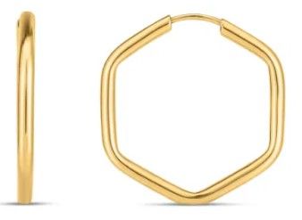 14k Yellow Gold Endless Hexagon Hoop Earrings