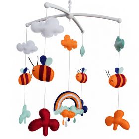 Cute Handmade Orange Bees Rainbow Musical Baby Musical Crib Mobile