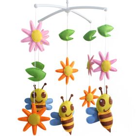 Cute Handmade Yellow Honey Bees and Flowers Musical Baby Crib Mobile