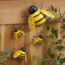 4pcs; 3D Metal Bee Hanging Wall Décor