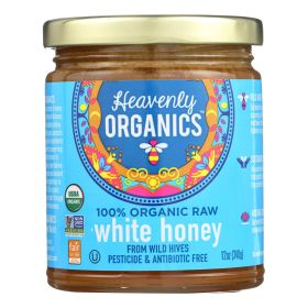 Heavenly Organics Organic White Raw Honey Case of 6 - 12 Oz.