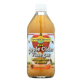 Dynamic Health Apple Cider Vinegar with The Mother And Natural Honey - Glass Bottle - 16 Oz