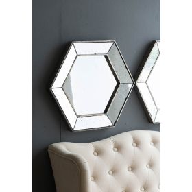 21" x 18" Hexagon Wall Mirror with Traditional Silver Finish, Home Decor Accent Mirror