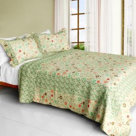 Heavenly Creatures- Cotton 3PC Vermicelli-Quilted Printed Full/Queen Size Quilt Set