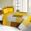 Vermicelli-Quilted Patchwork Geometric Full/Queen Quilt Set