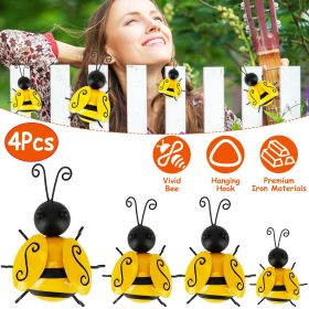 4Pcs Bumble Bee Set Ornament 3D Iron Hanging Bee Décor