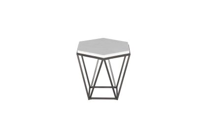 Corvus Hexagon End Table With White Marble Top