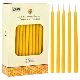 Zion Judaica Quality Natural Beeswax Hanukkah Candles Set of 45