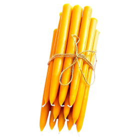 100% Pure Beeswax Taper Candles with Dipped Look - 12 Hours Each, 12 Pack