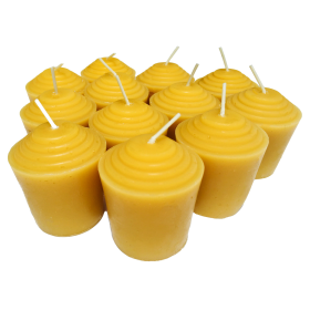 BeeTheLight Beeswax Votive Candles - 12 Pack, Over 120 Hours