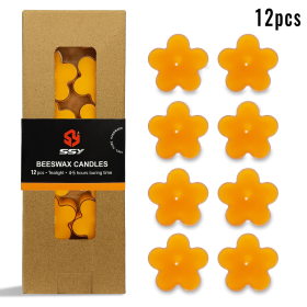 FCMSHAMD Natural Handmade Beeswax Tea Candles 12 Pack