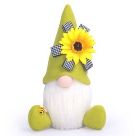 Sunflower Gnome Plush Ornament decoration (Color: green)