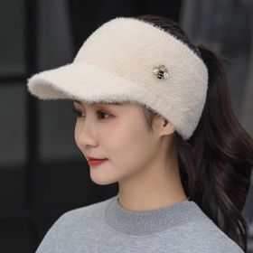 Mink Knitted Bee Visor Cap (Color: Beige)