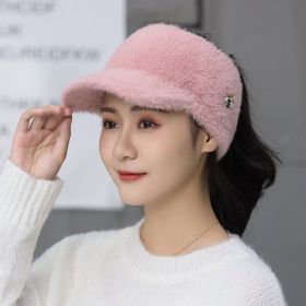 Mink Knitted Bee Visor Cap (Color: Pink)