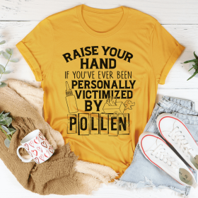 Victimized By Pollen T-Shirt (Color: Mustard, Size: XL)