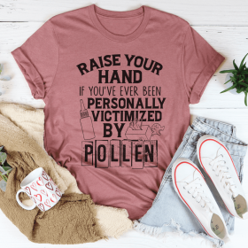 Victimized By Pollen T-Shirt (Color: Mauve, Size: M)