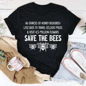 Save The Bees T-Shirt (Color: Black Heather, Size: L)