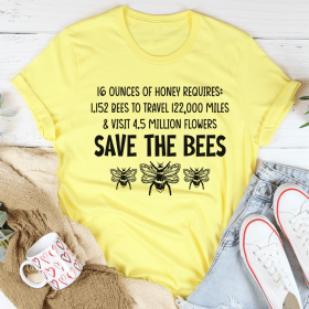 Save The Bees T-Shirt (Color: Yellow, Size: L)